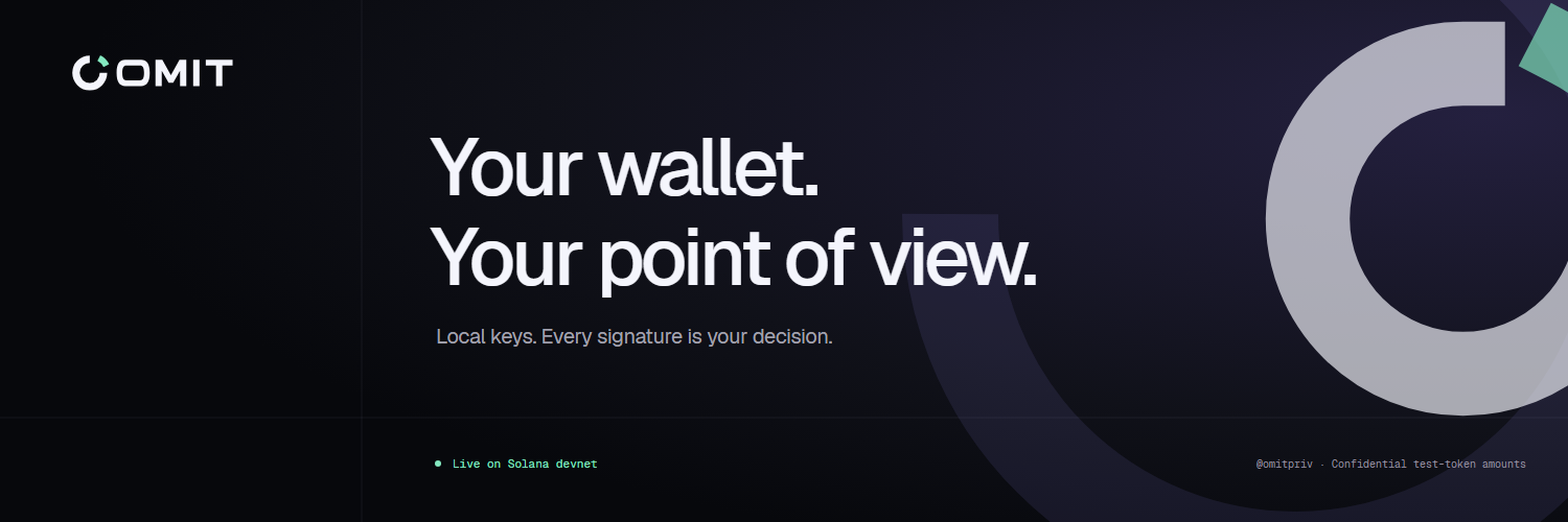 OMIT banner: Your wallet. Your point of view. Live on Solana devnet.